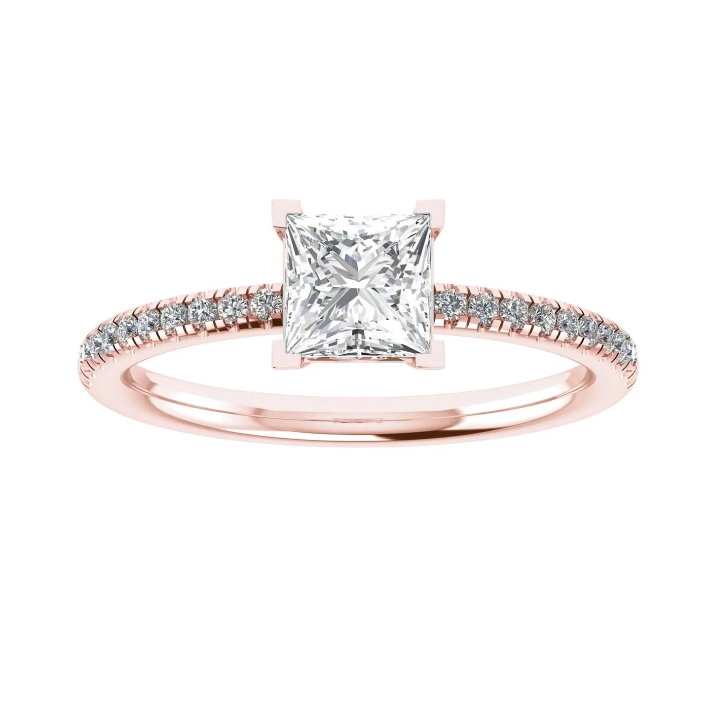 Princess Rose Gold Lab Grown Diamond Set Shoulders - Lester & Brown