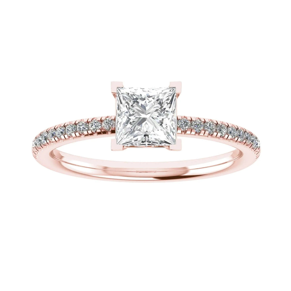 Princess Rose Gold Lab Grown Diamond Set Shoulders - Lester & Brown
