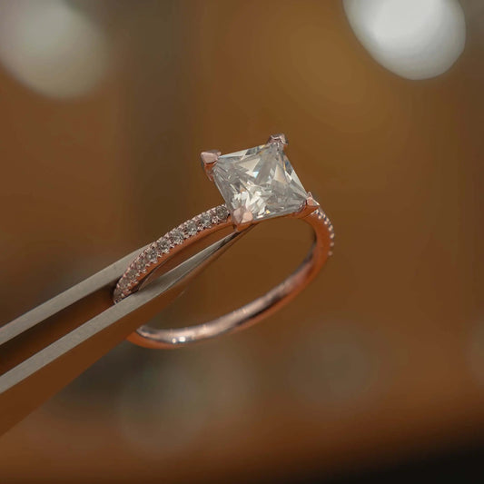 Princess Rose Gold Lab Grown Diamond Set Shoulders - Lester & Brown