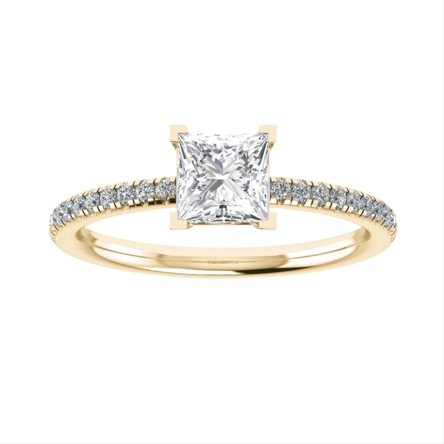 Princess Yellow Gold Lab Grown Diamond Set Shoulders - Lester & Brown