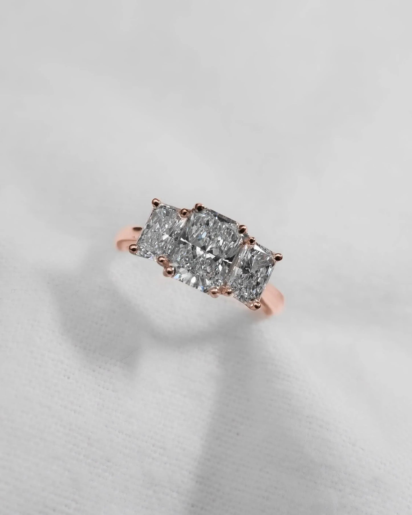 Radiant 18K Rose Gold Lab Grown Diamond Trilogy - Lester & Brown