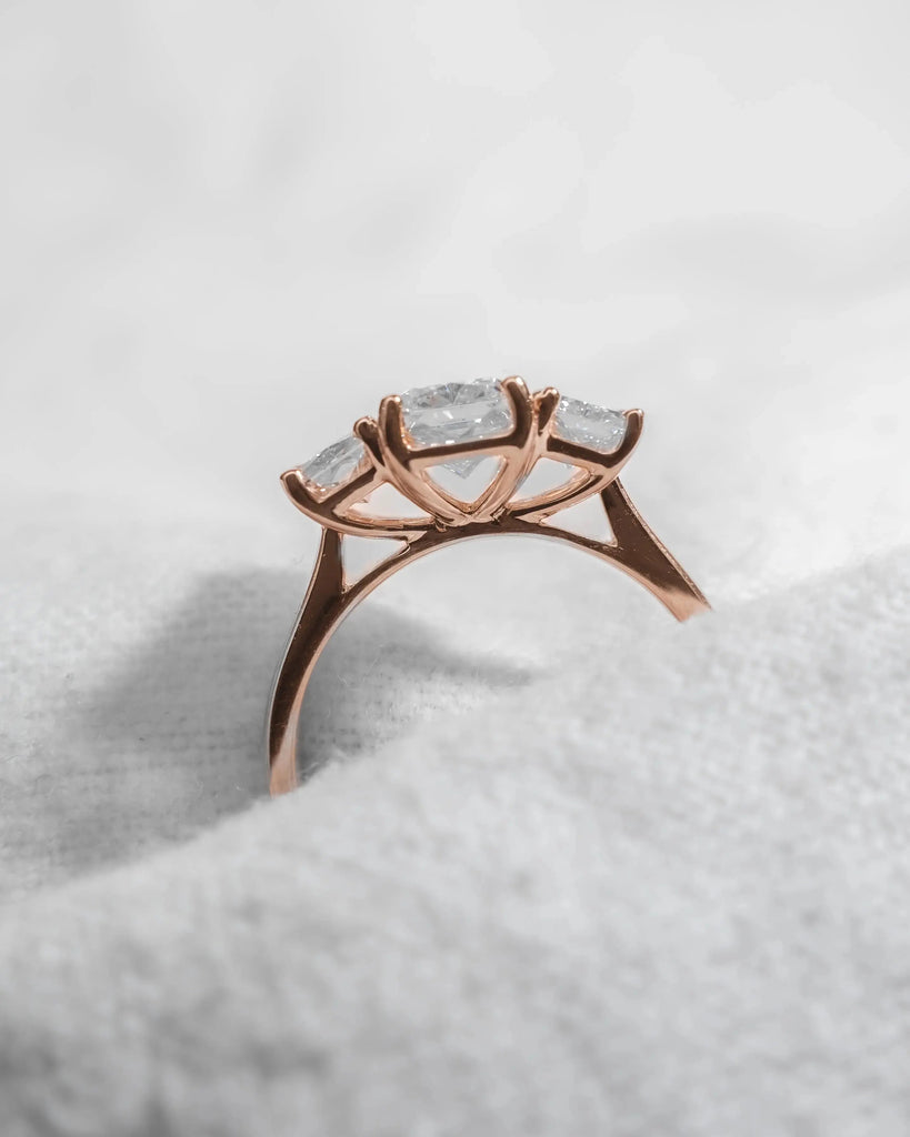 Radiant 18K Rose Gold Lab Grown Diamond Trilogy - Lester & Brown