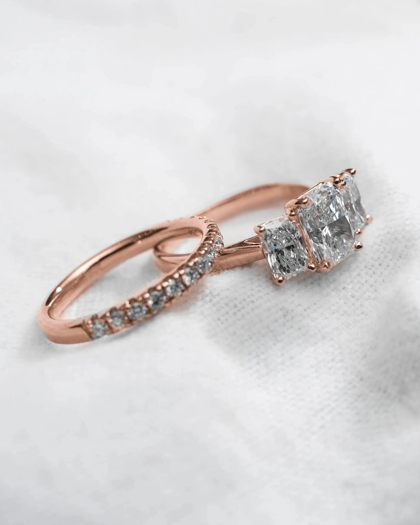 Radiant 18K Rose Gold Lab Grown Diamond Trilogy - Lester & Brown