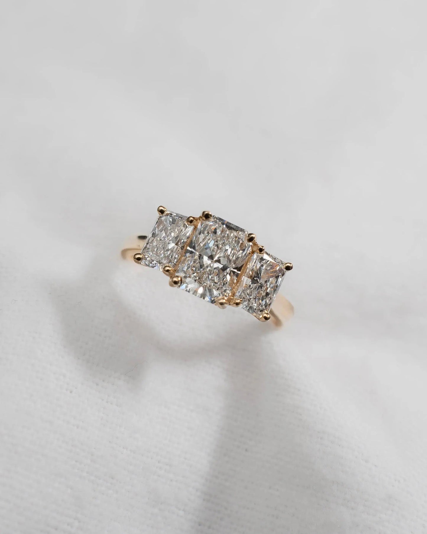 Radiant 18K Yellow Gold Lab Grown Diamond Trilogy - Lester & Brown
