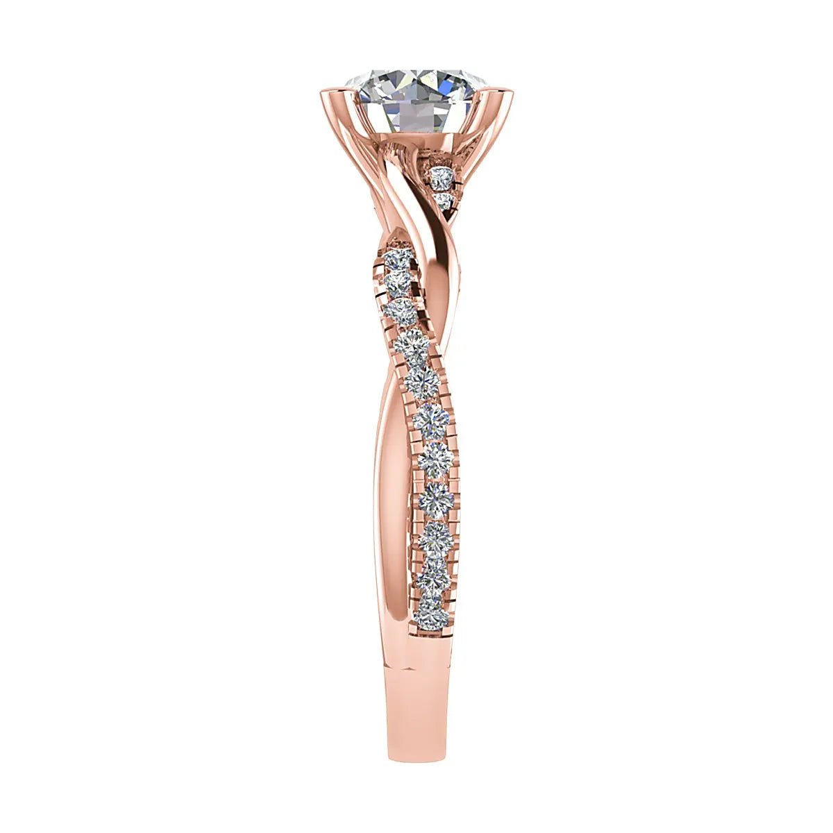Round 18K Rose Gold Lab Grown Diamond Set Shoulders - Lester & Brown