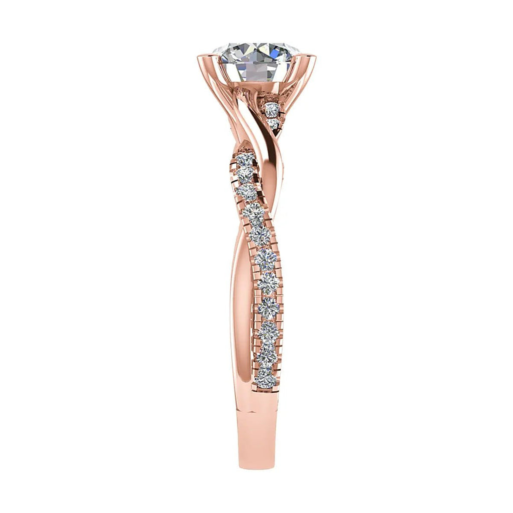 Round 18K Rose Gold Lab Grown Diamond Set Shoulders - Lester & Brown
