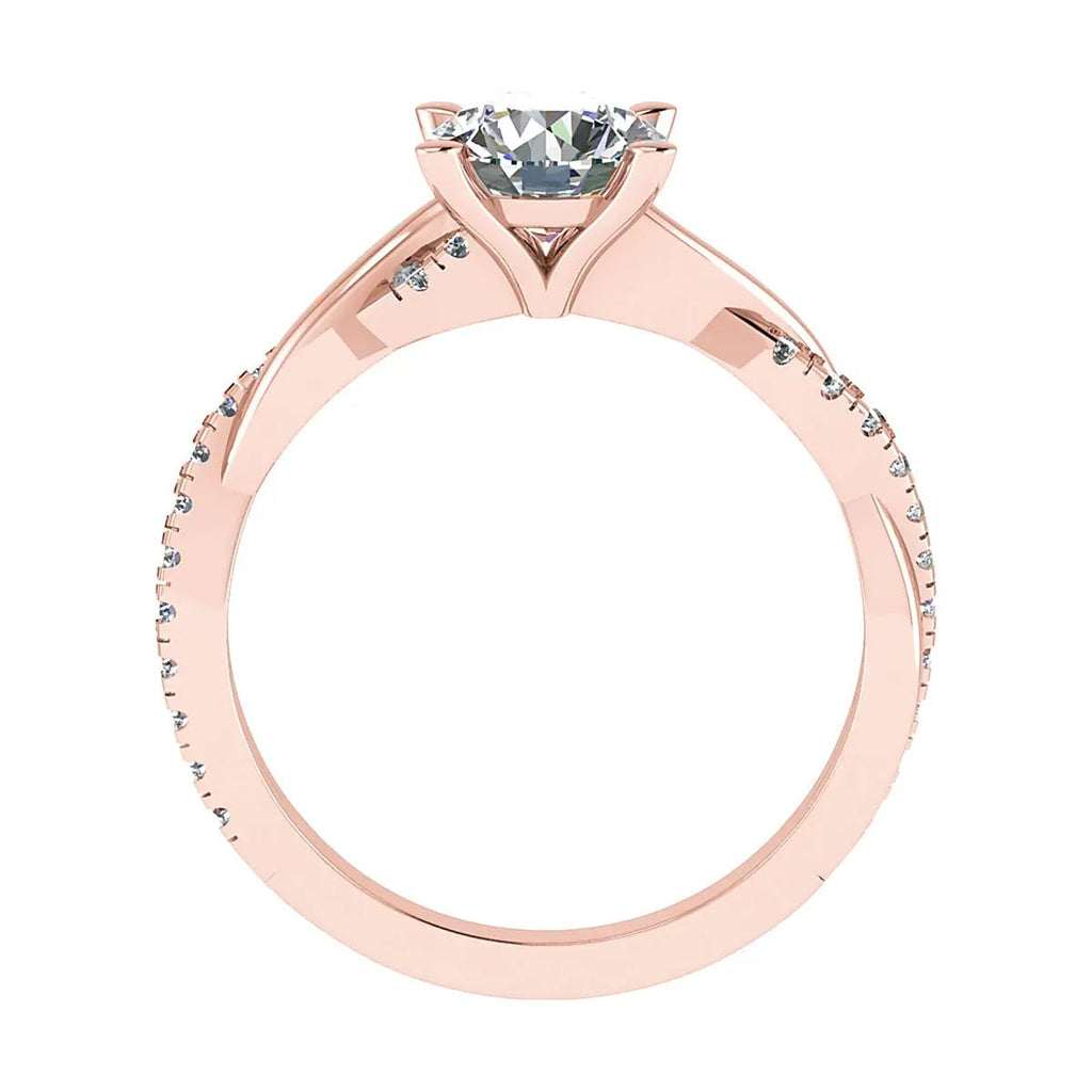 Round 18K Rose Gold Lab Grown Diamond Set Shoulders - Lester & Brown