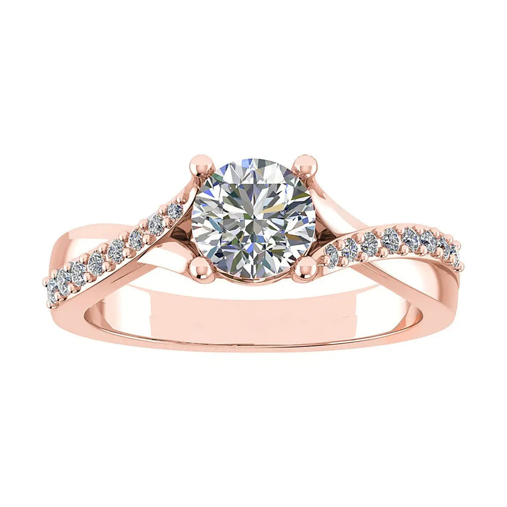 Round 18K Rose Gold Lab Grown Diamond Set Shoulders - Lester & Brown