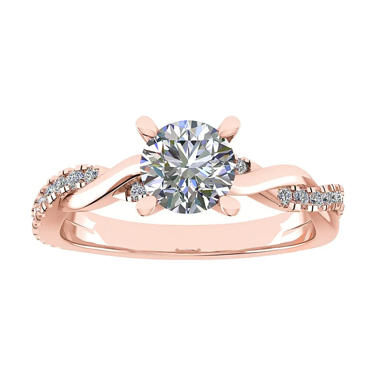 Round 18K Rose Gold Lab Grown Diamond Set Shoulders - Lester & Brown