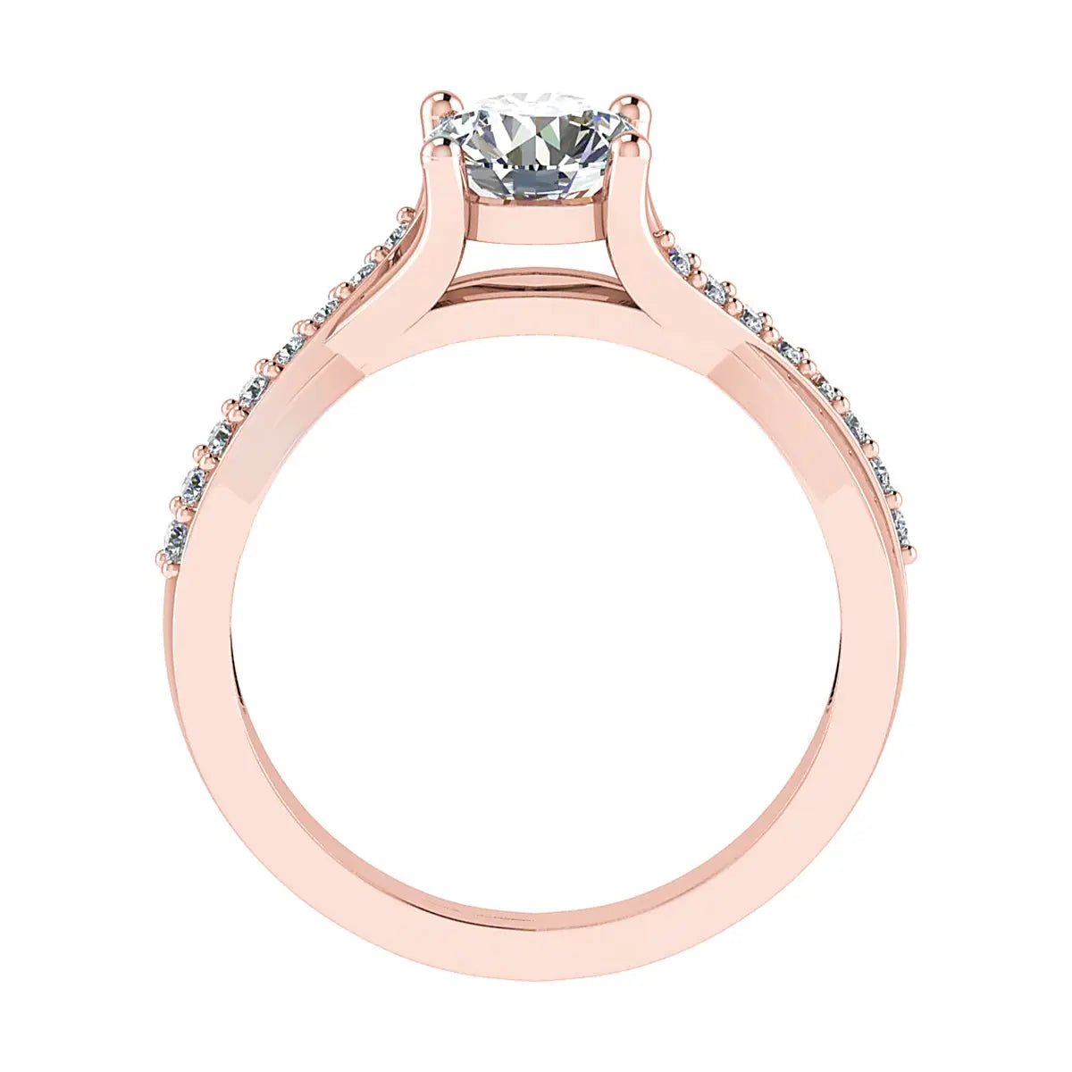 Round 18K Rose Gold Lab Grown Diamond Set Shoulders - Lester & Brown