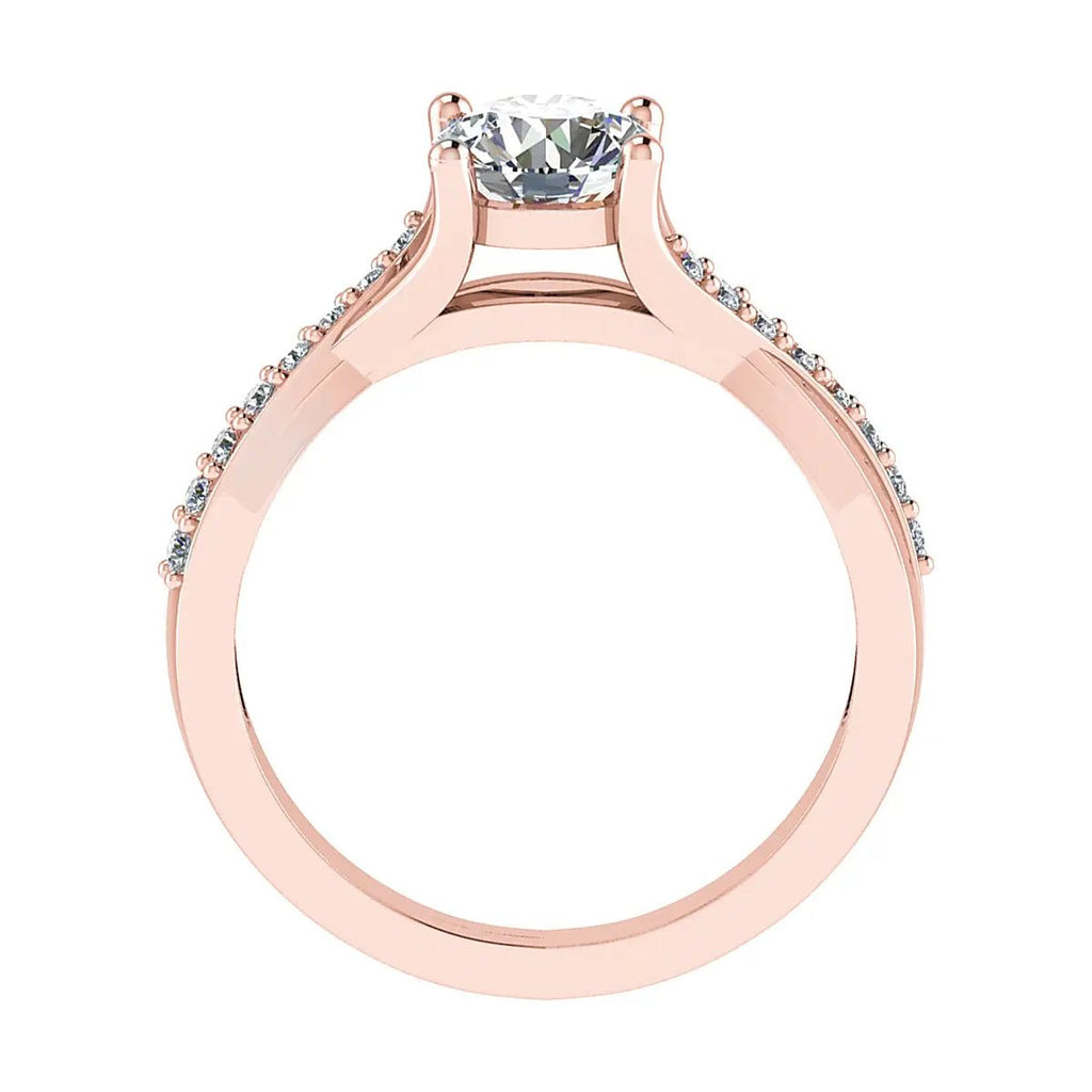 Round 18K Rose Gold Lab Grown Diamond Set Shoulders - Lester & Brown
