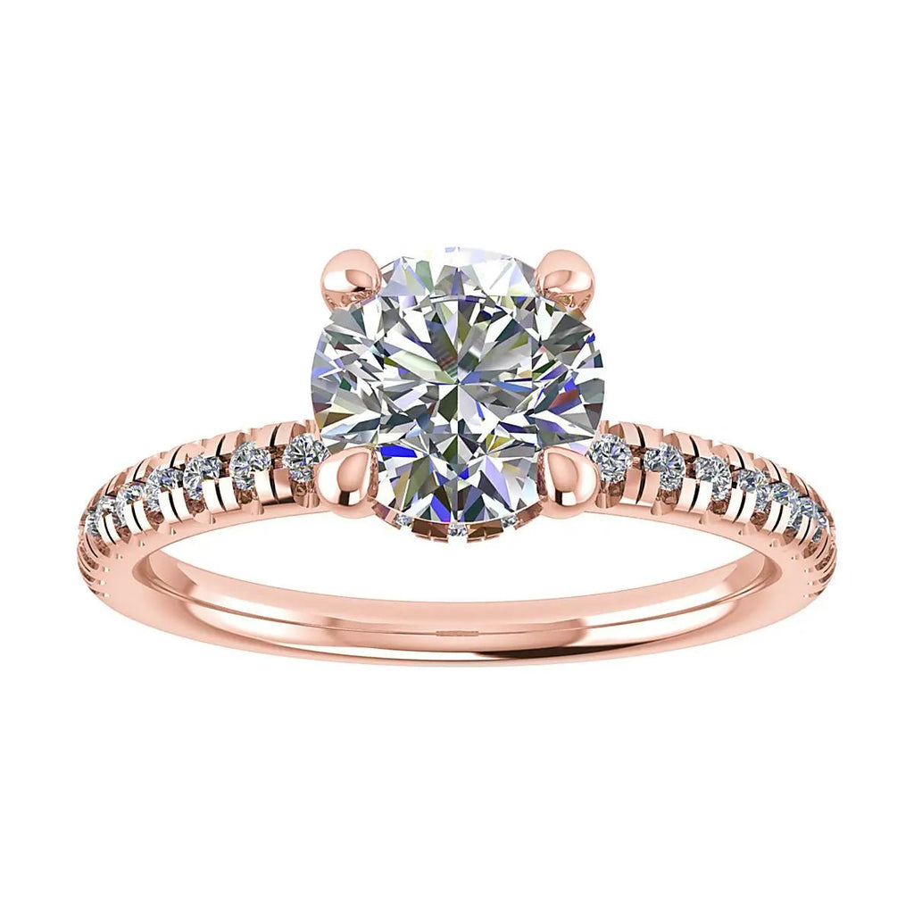Round 18K Rose Gold Lab Grown Diamond Set Shoulders (Hidden Halo) - Lester & Brown