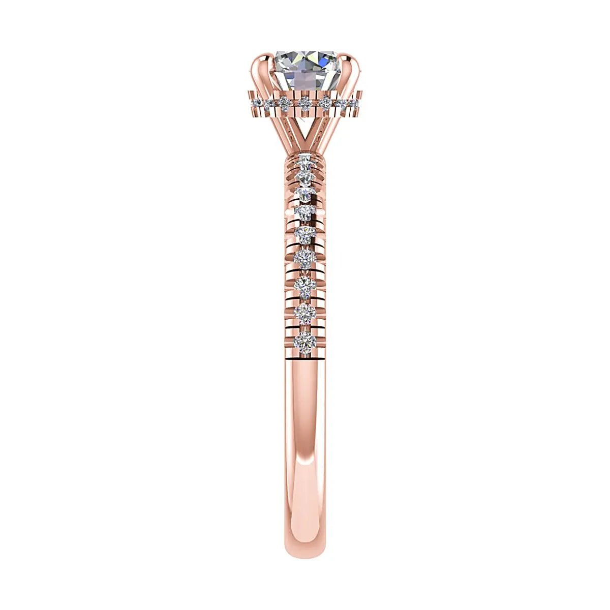 Round 18K Rose Gold Lab Grown Diamond Set Shoulders (Hidden Halo) - Lester & Brown
