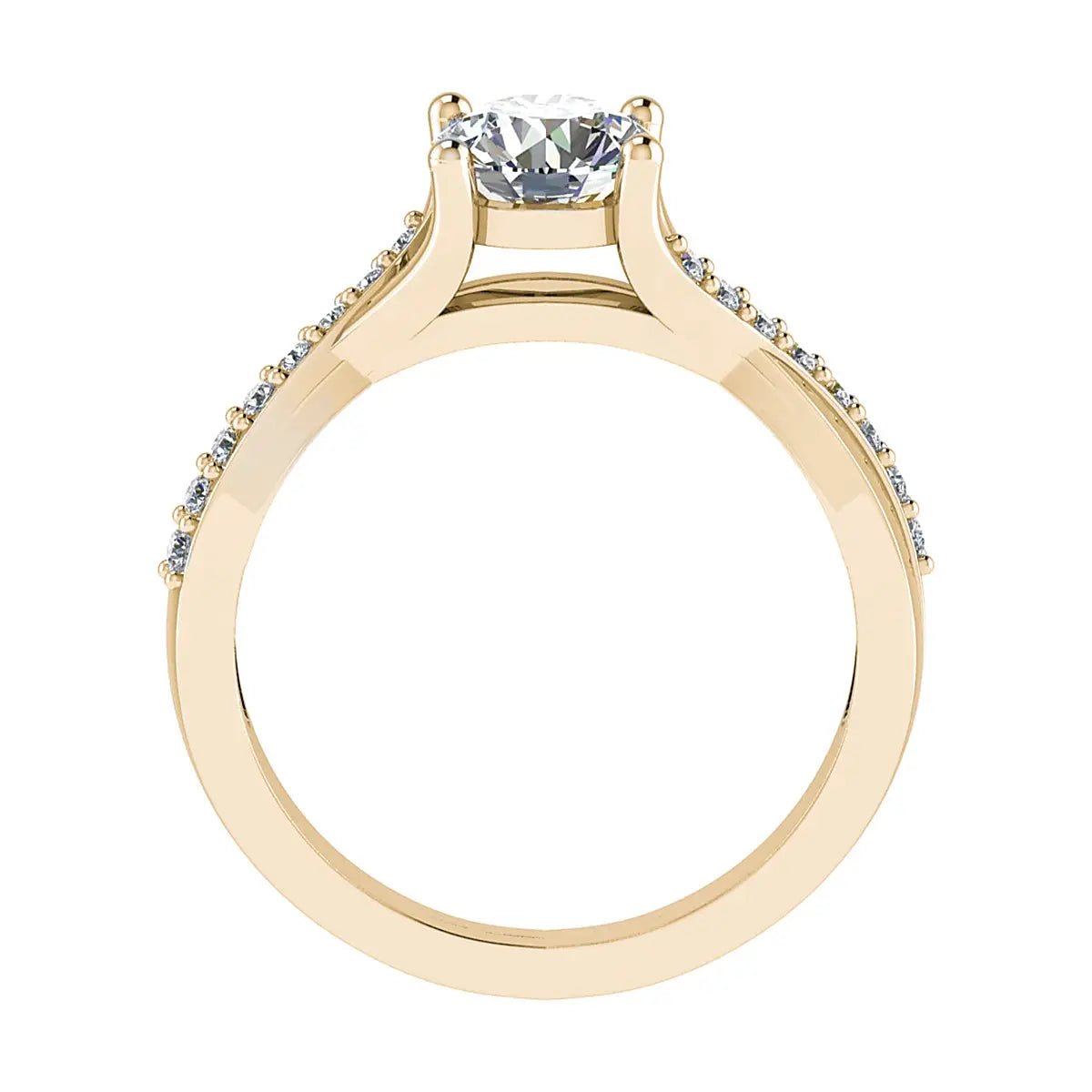 Round 18K Yellow Gold Lab Grown Diamond Set Shoulders - Lester & Brown