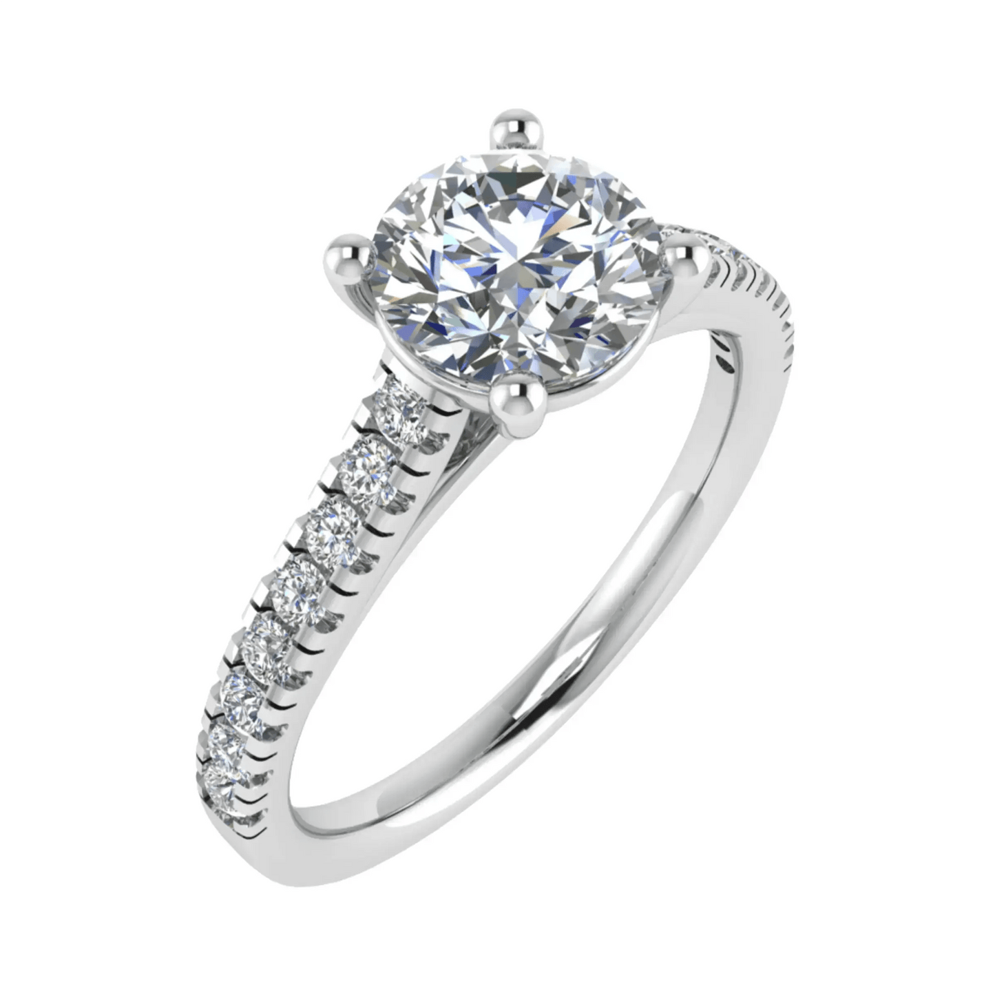 Round Platinum Lab Grown Diamond Set Shoulders - Lester & Brown