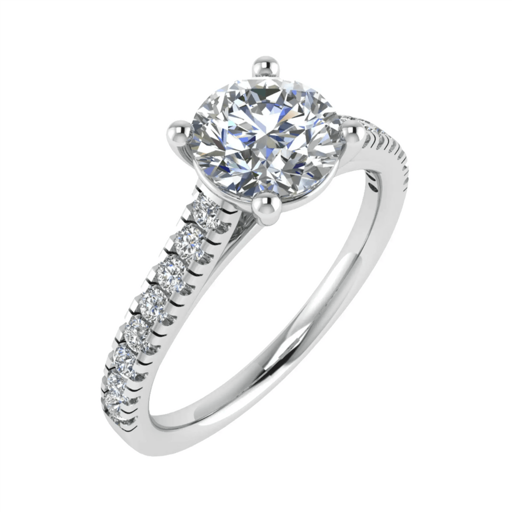 Round Platinum Lab Grown Diamond Set Shoulders - Lester & Brown