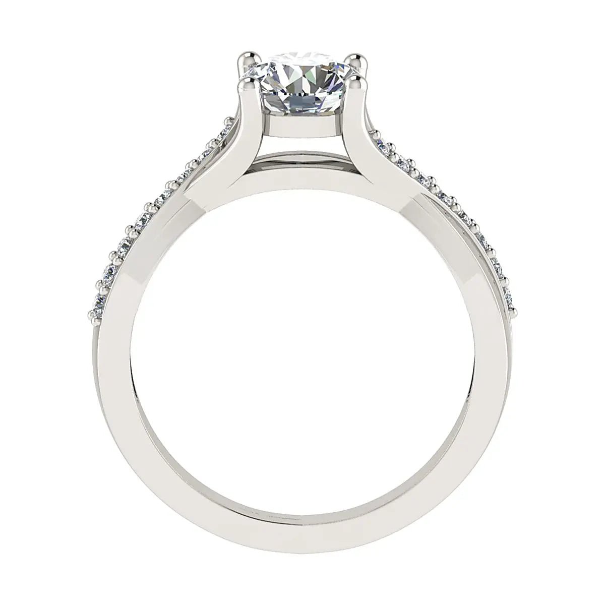 Round Platinum Lab Grown Diamond Set Shoulders - Lester & Brown