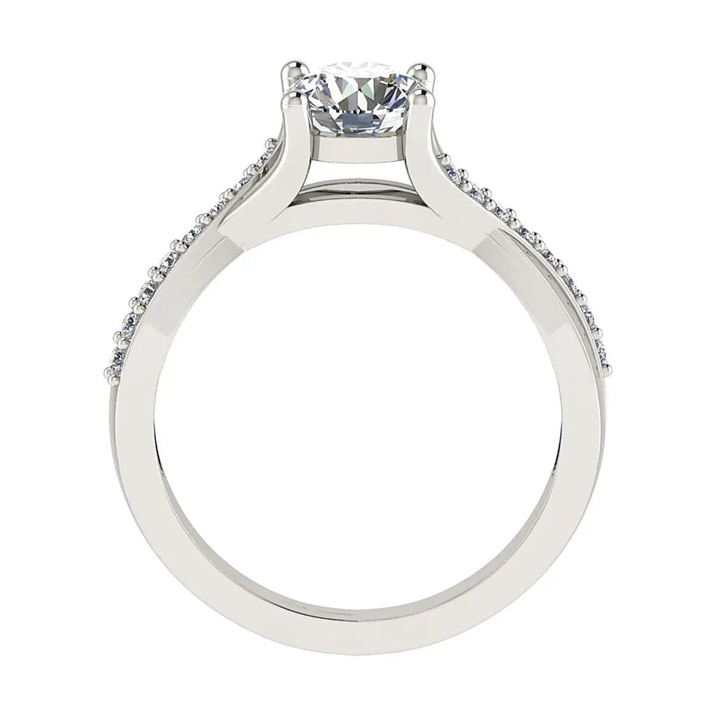 Round Platinum Lab Grown Diamond Set Shoulders - Lester & Brown