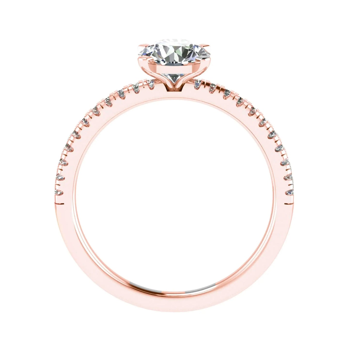 Round Rose Gold Lab Grown Diamond Set Shoulders - Lester & Brown