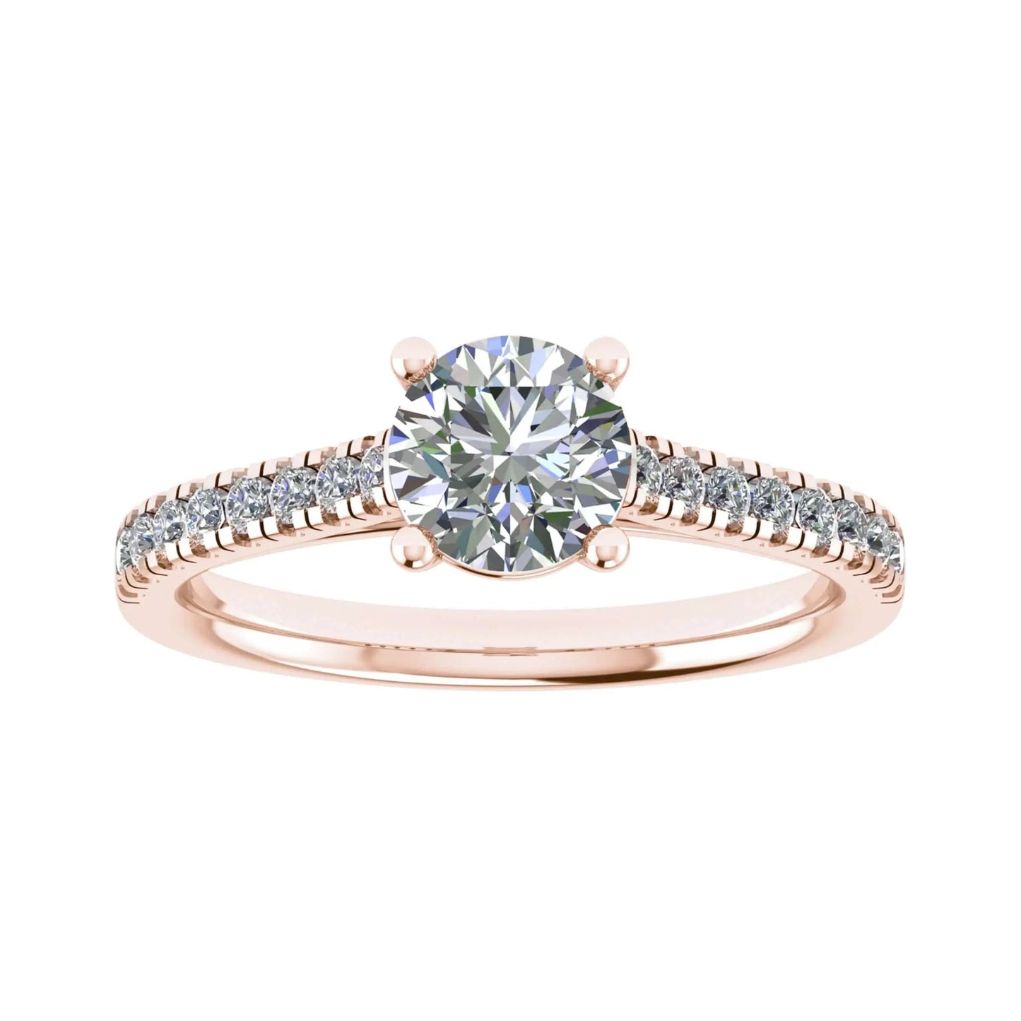 Round Rose Gold Lab Grown Diamond Set Shoulders - Lester & Brown