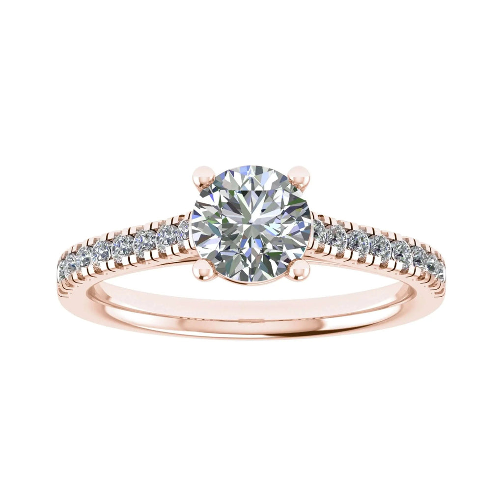 Round Rose Gold Lab Grown Diamond Set Shoulders - Lester & Brown