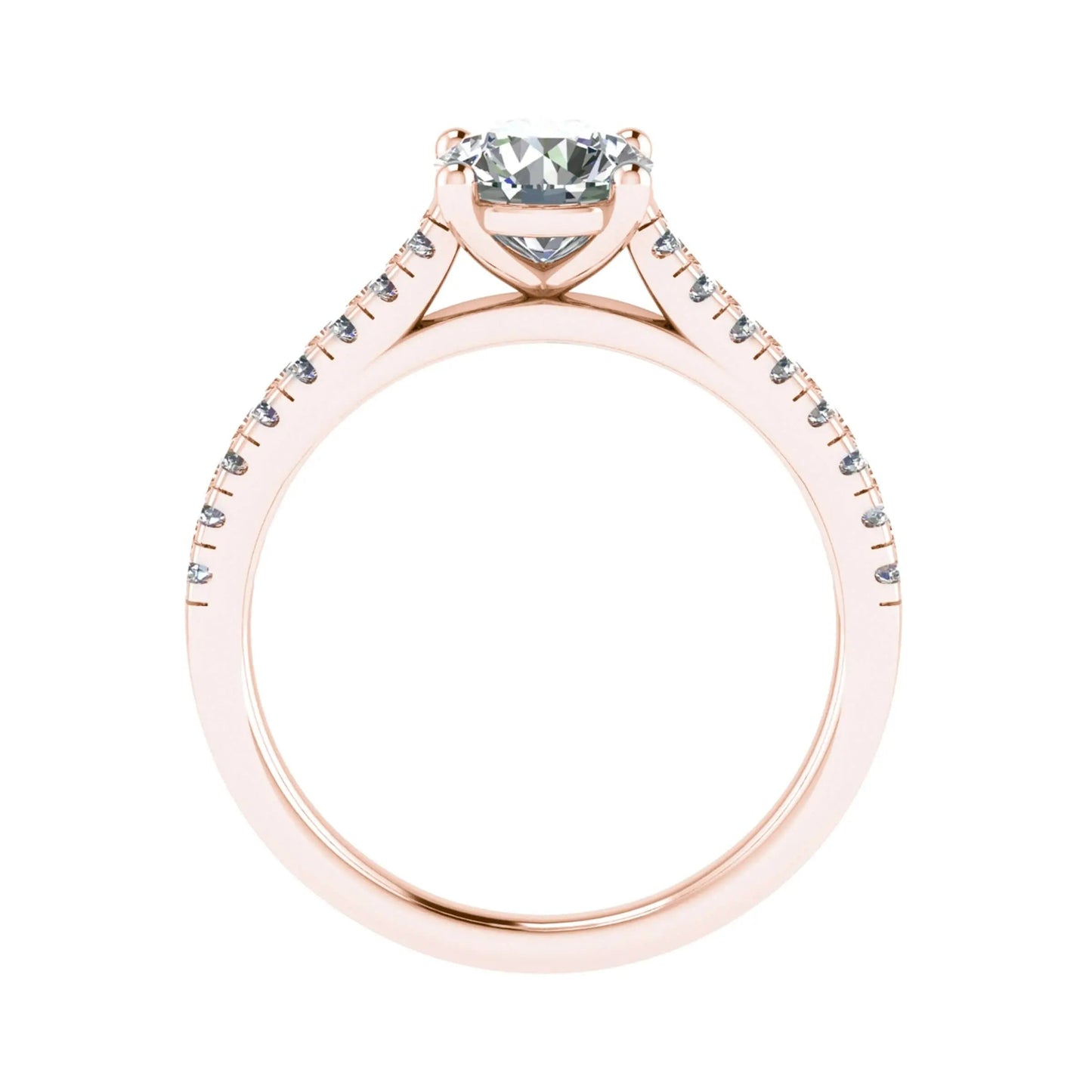Round Rose Gold Lab Grown Diamond Set Shoulders - Lester & Brown