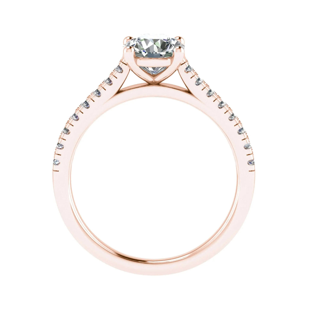 Round Rose Gold Lab Grown Diamond Set Shoulders - Lester & Brown