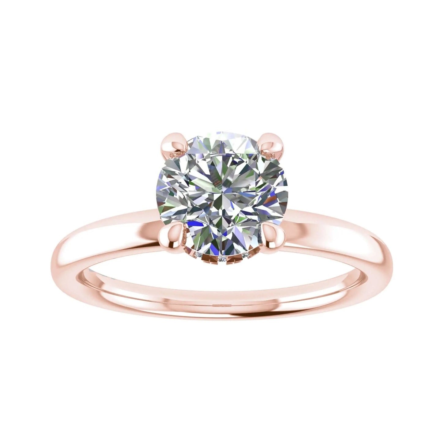 Round Rose Gold Lab Grown Solitaire (Hidden Halo) - Lester & Brown