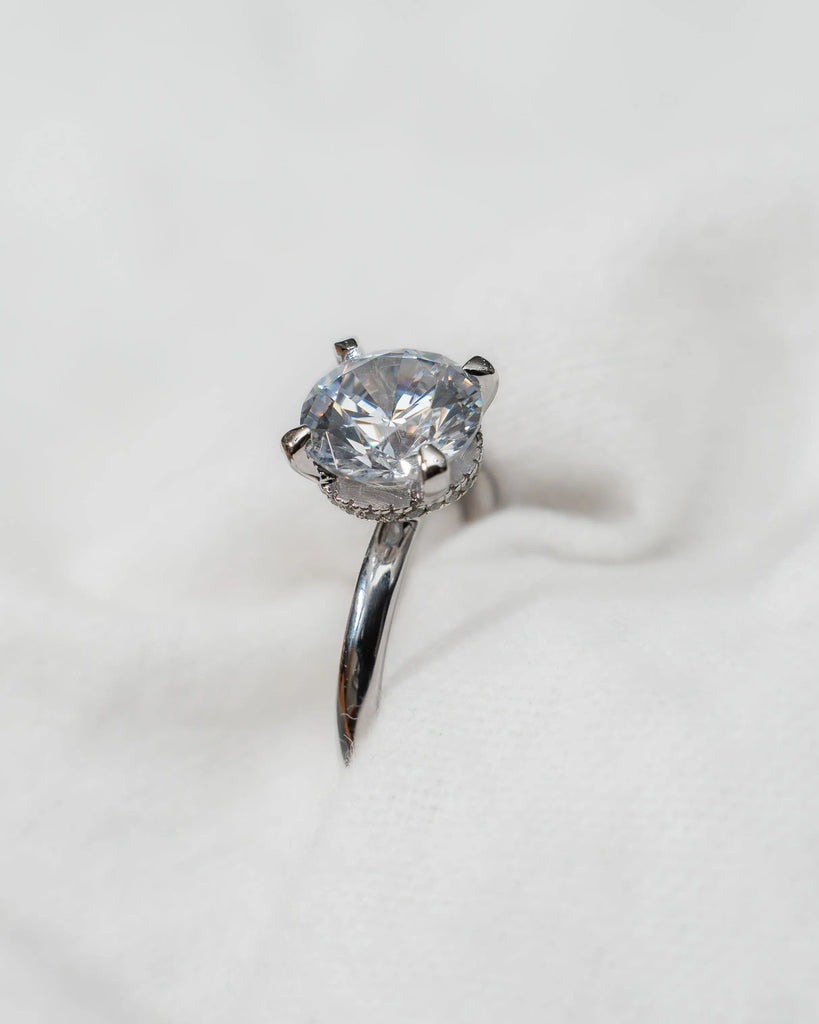 Round White Gold Lab Grown Solitaire (Hidden Halo) - Lester & Brown