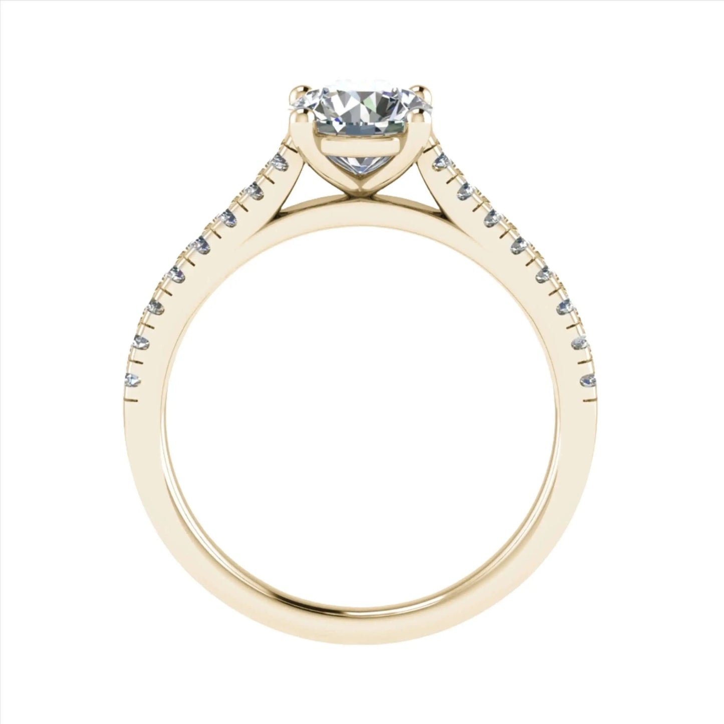 Round Yellow Gold Lab Grown Diamond Set Shoulders - Lester & Brown