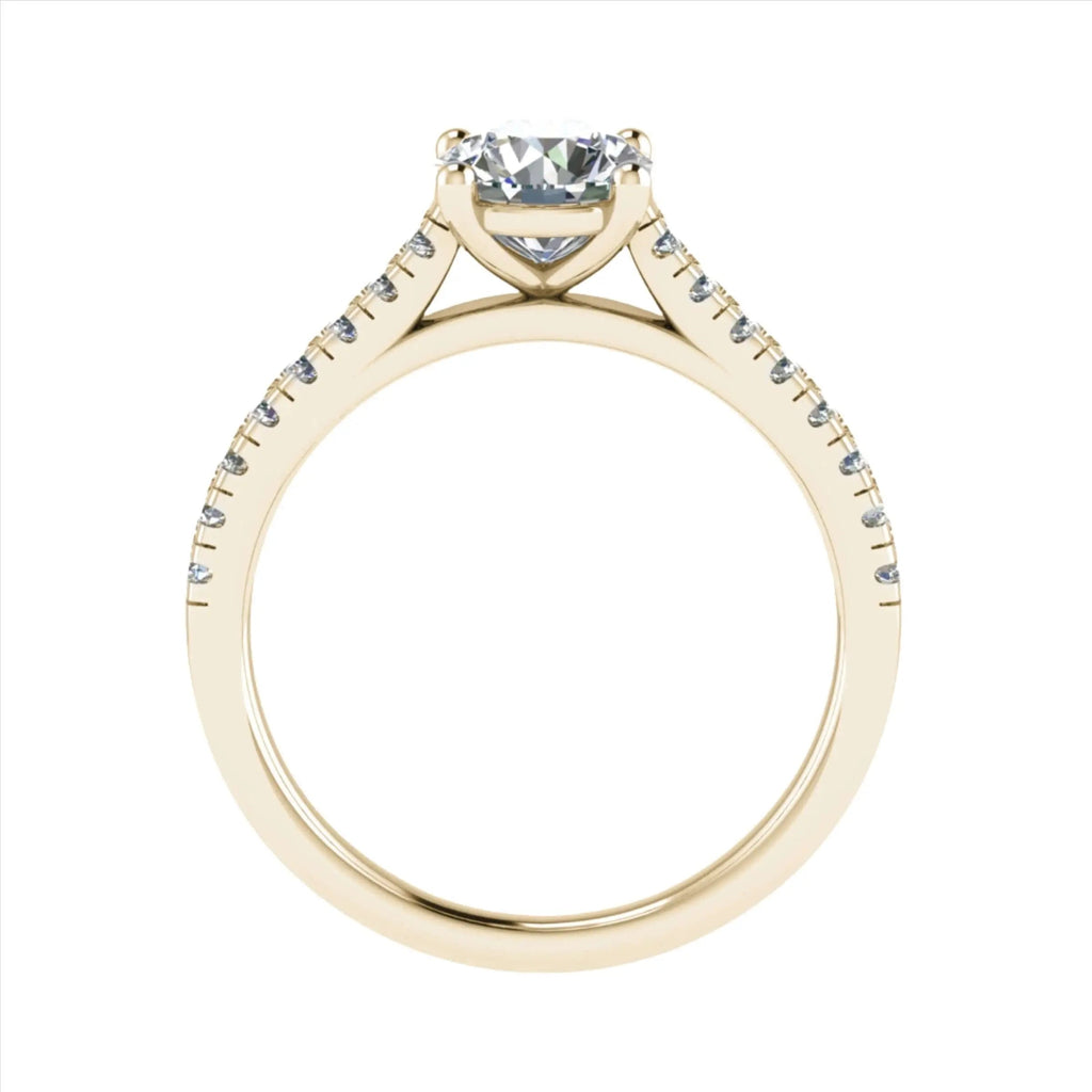 Round Yellow Gold Lab Grown Diamond Set Shoulders - Lester & Brown