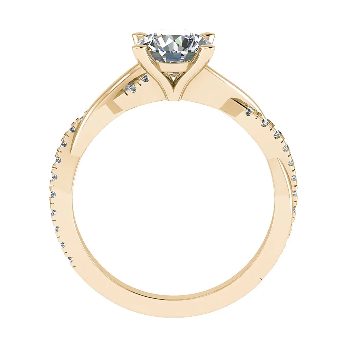 Round Yellow Gold Lab Grown Diamond Set Shoulders - Lester & Brown