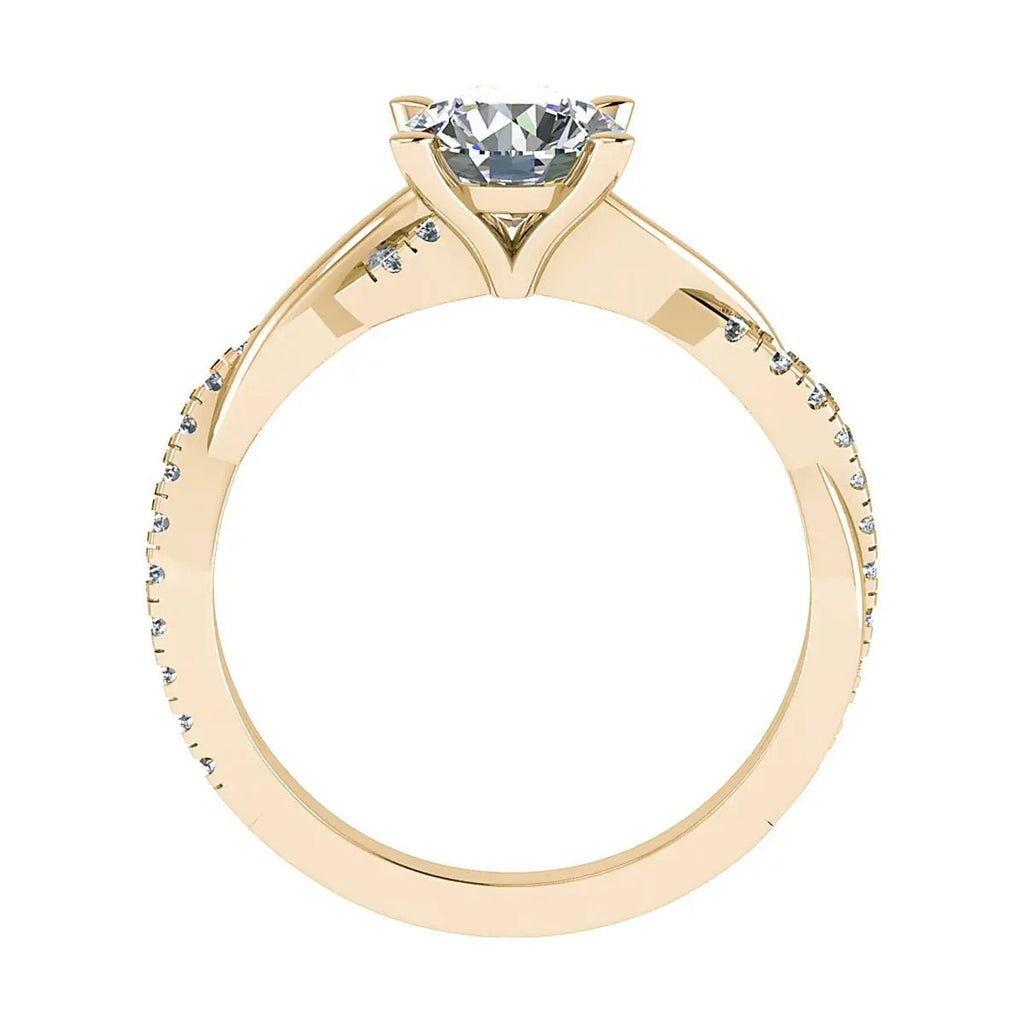 Round Yellow Gold Lab Grown Diamond Set Shoulders - Lester & Brown