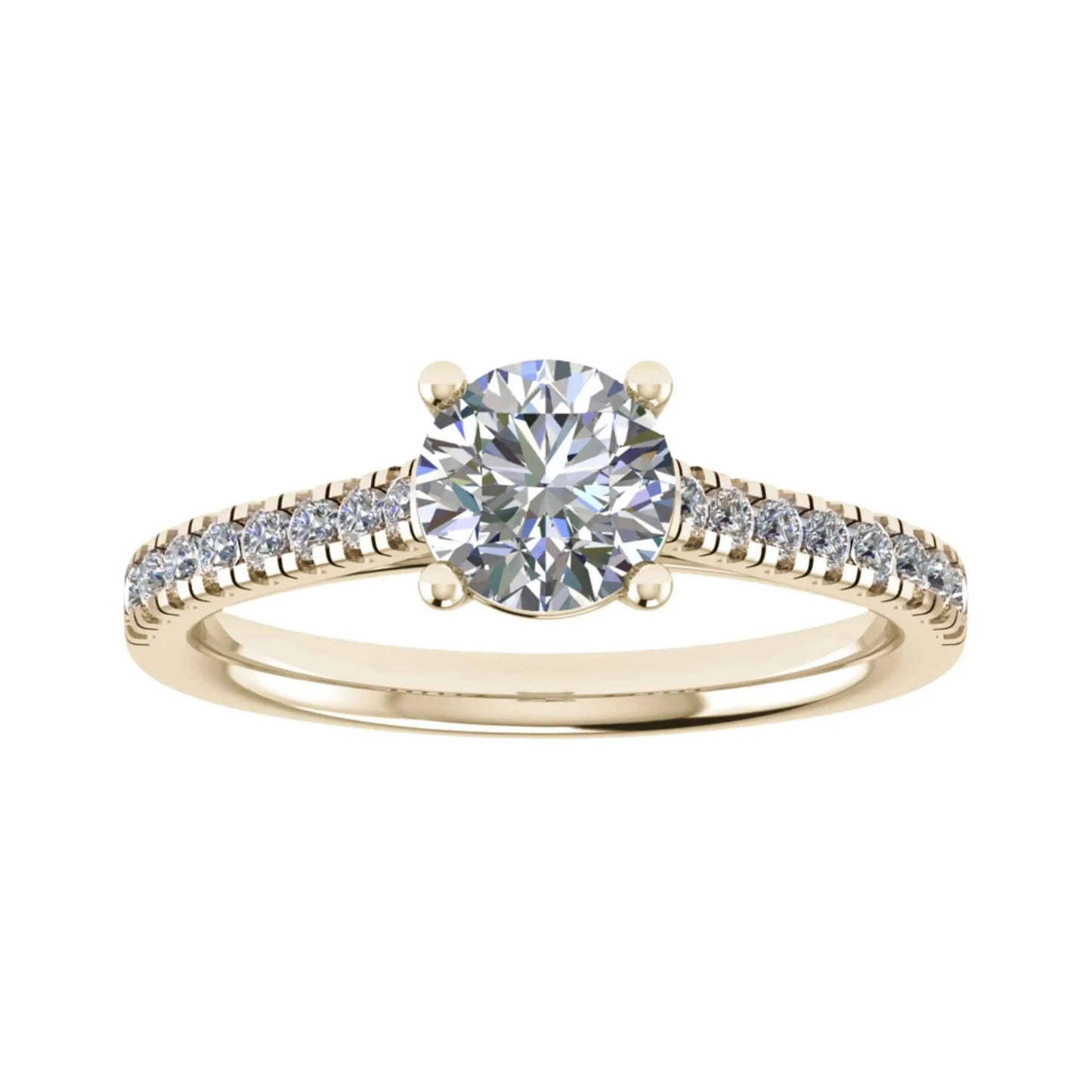 Round Yellow Gold Lab Grown Diamond Set Shoulders - Lester & Brown