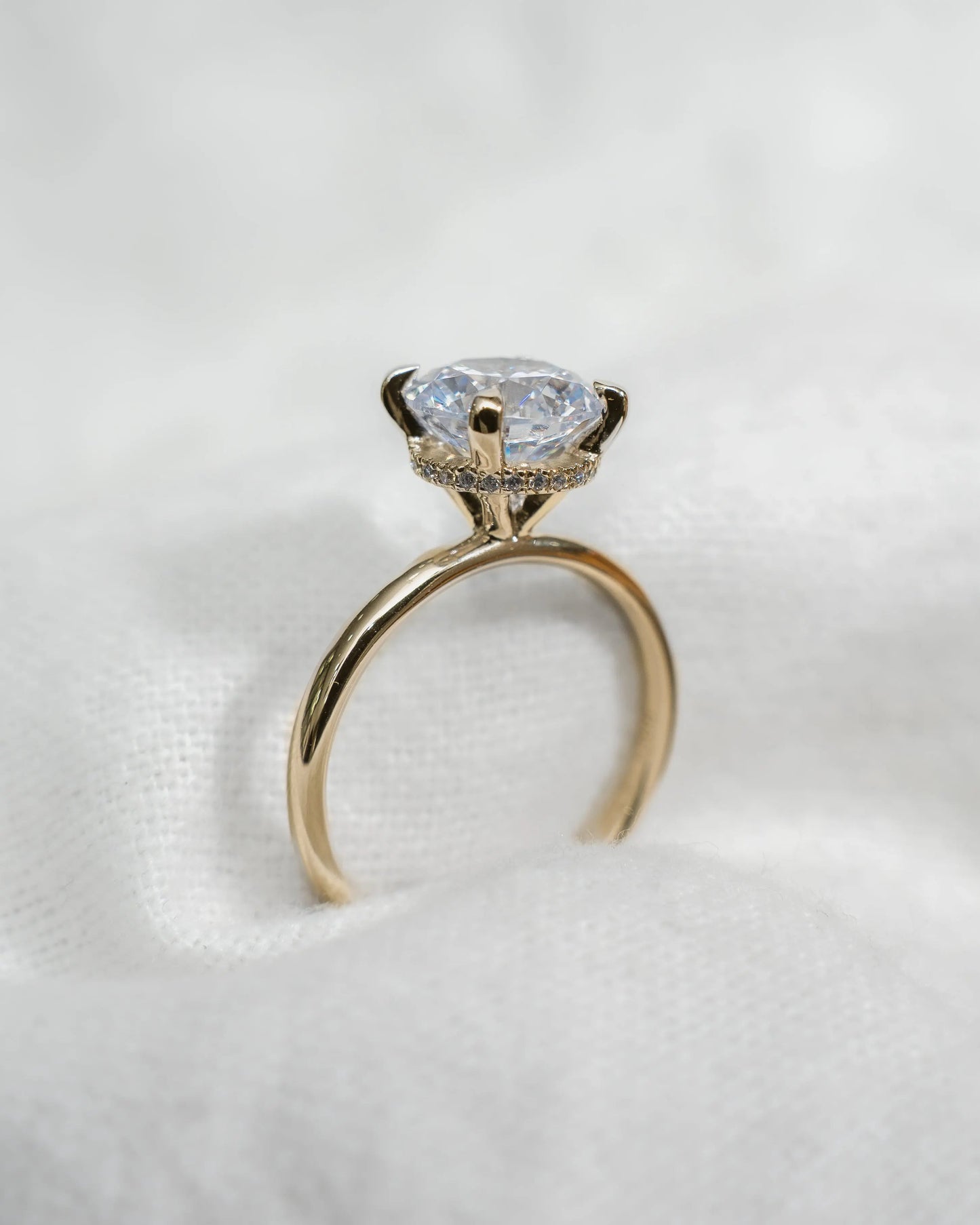 Round Yellow Gold Lab Grown Solitaire (Hidden Halo) - Lester & Brown