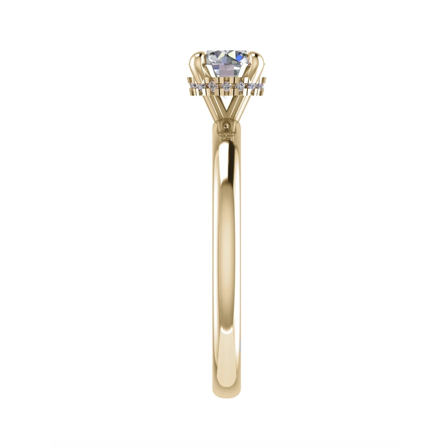 Round Yellow Gold Lab Grown Solitaire (Hidden Halo) - Lester & Brown