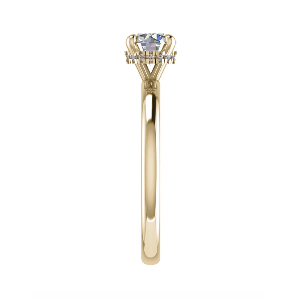 Round Yellow Gold Lab Grown Solitaire (Hidden Halo) - Lester & Brown