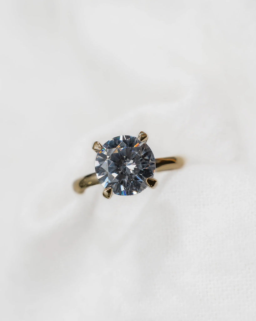 Round Yellow Gold Lab Grown Solitaire (Hidden Halo) - Lester & Brown