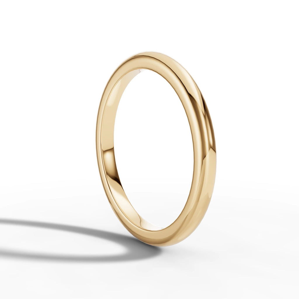 2.00mm D Shape Wedding Band | 18K Yellow Gold Lester & Brown