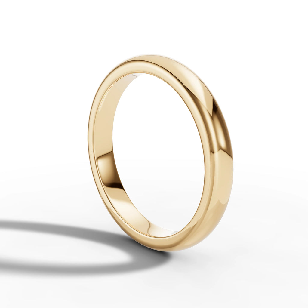 3.00mm D Shape Wedding Band | 18K Yellow Gold Lester & Brown