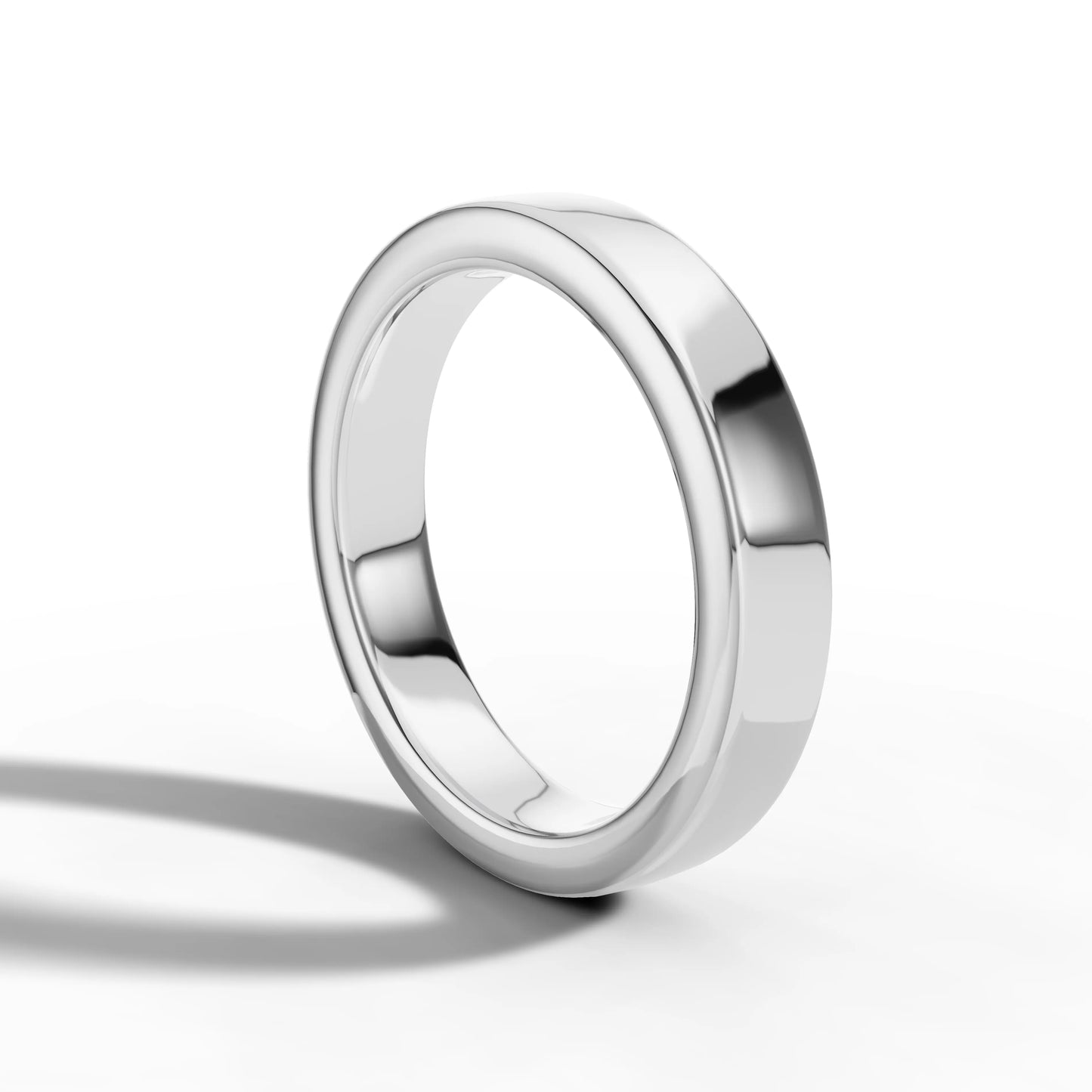 4.00mm Flat Court Wedding Band | 18K White Gold Lester & Brown