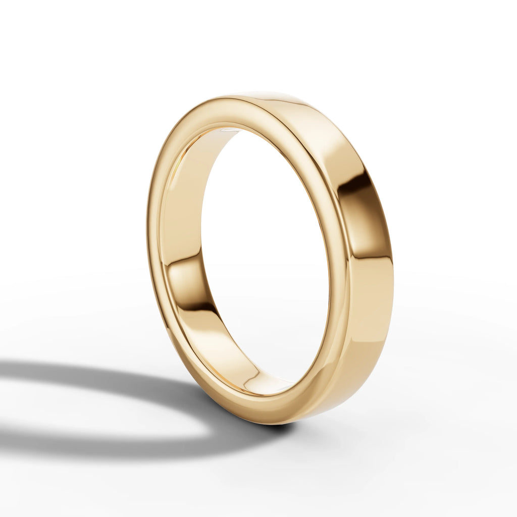 4.00mm Flat Court Wedding Band | 18K Yellow Gold Lester & Brown