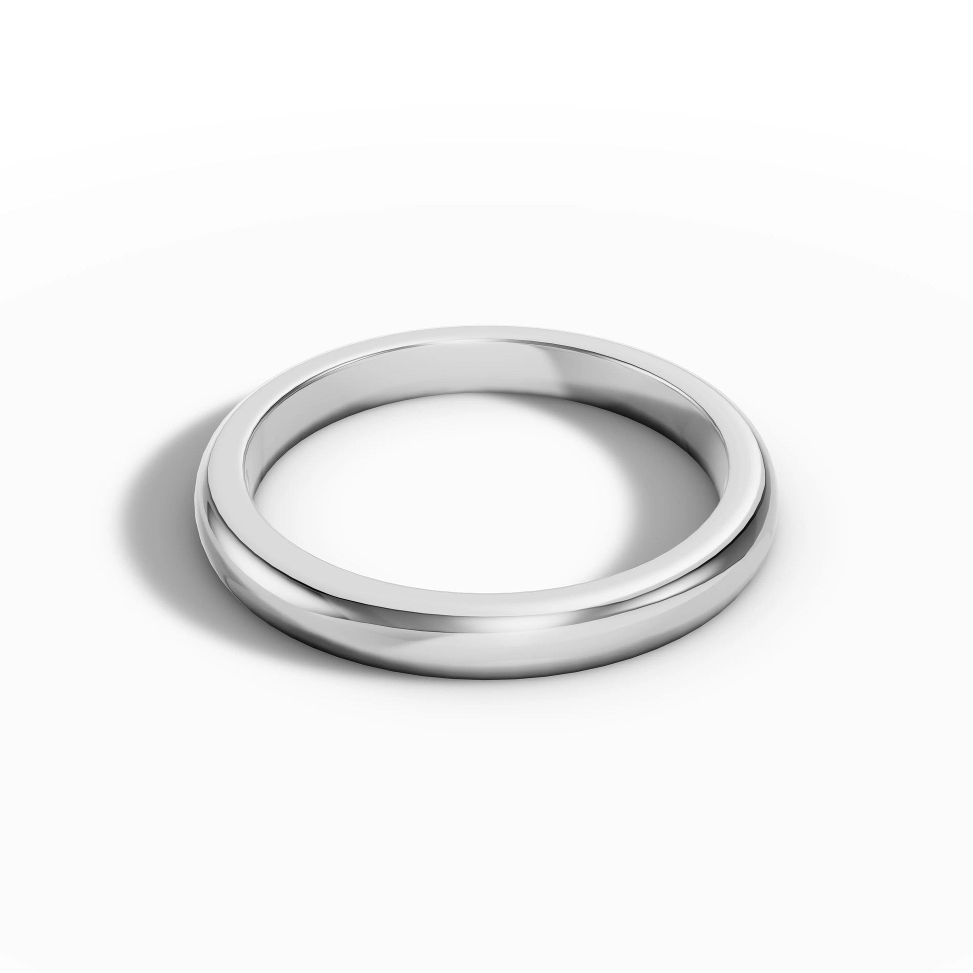 3.00mm D Shape Wedding Band | 18K White Gold - Lester & Brown