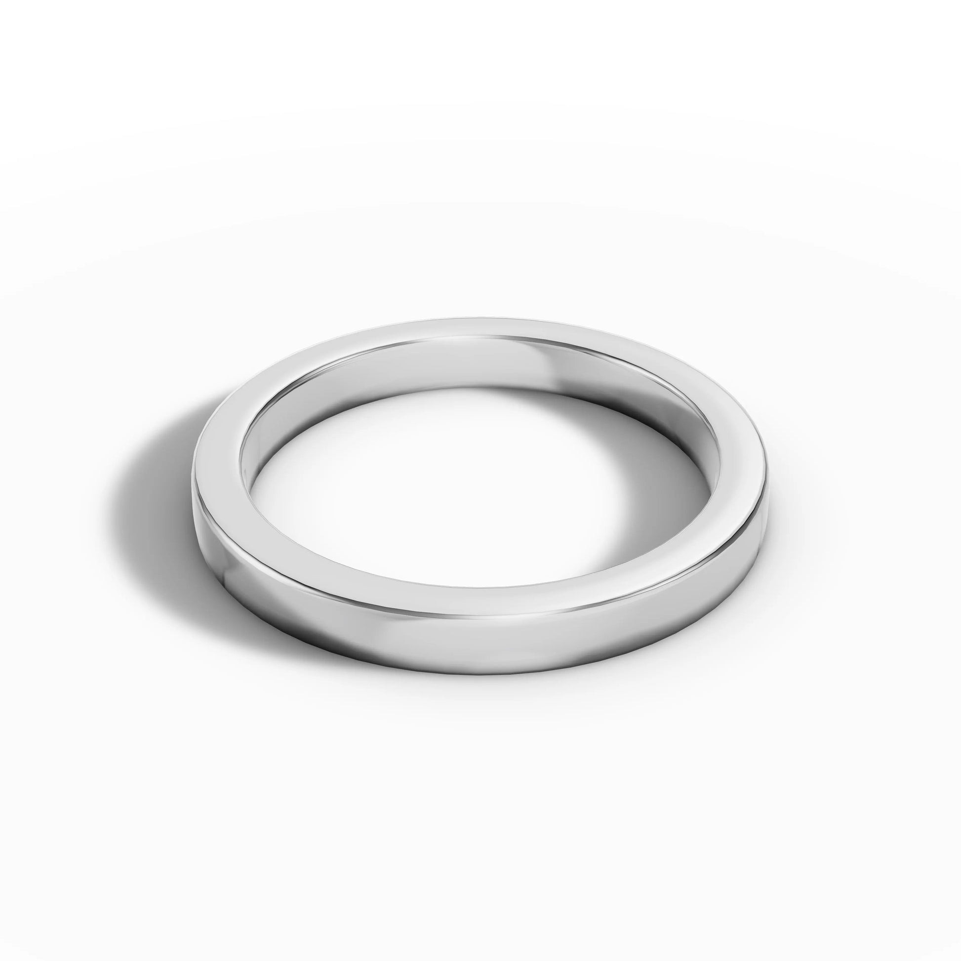 3.00mm Flat Court Wedding Band | 18K White Gold - Lester & Brown