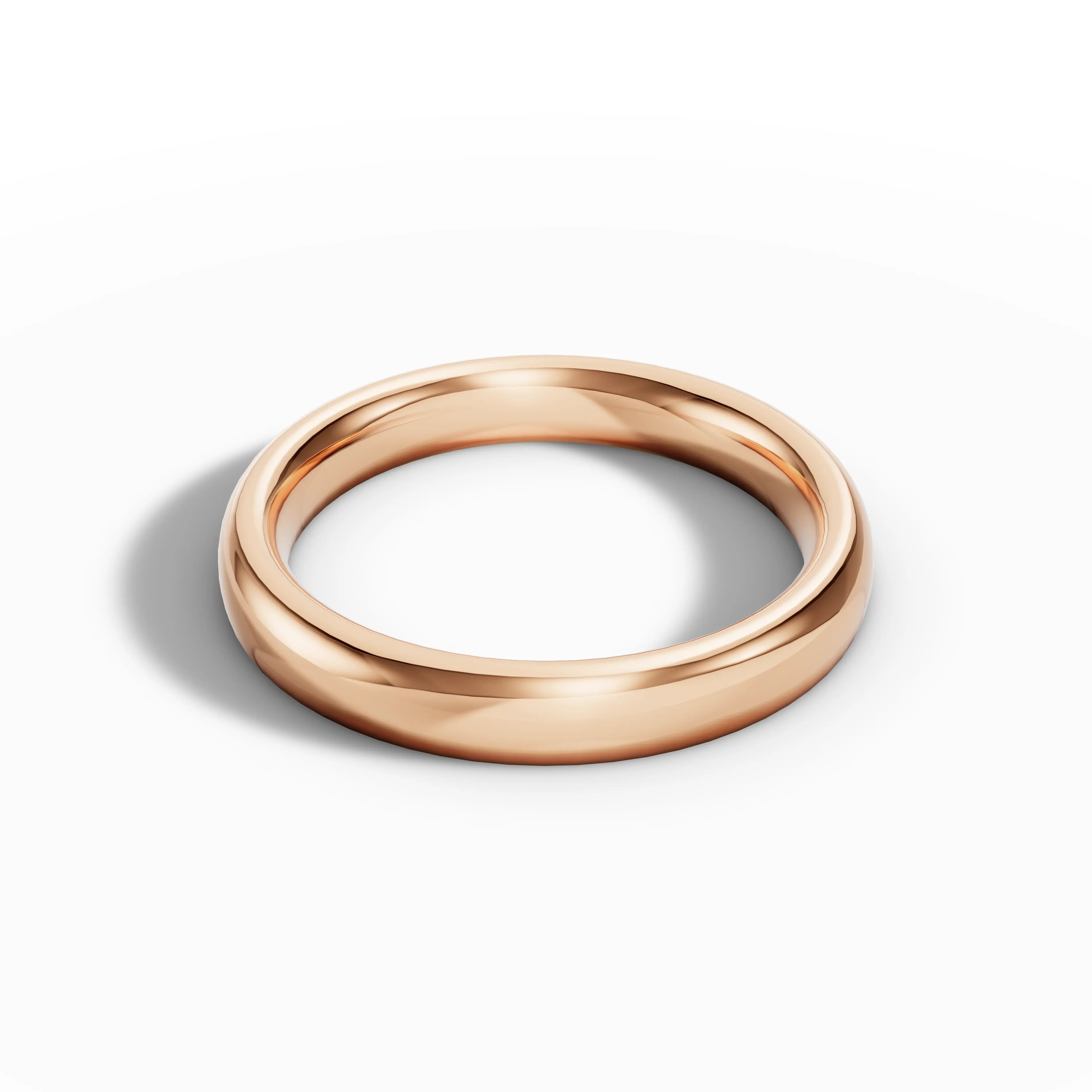 18K Rose Gold Court profile Plain wedding ring - 4mm - Lester & Brown
