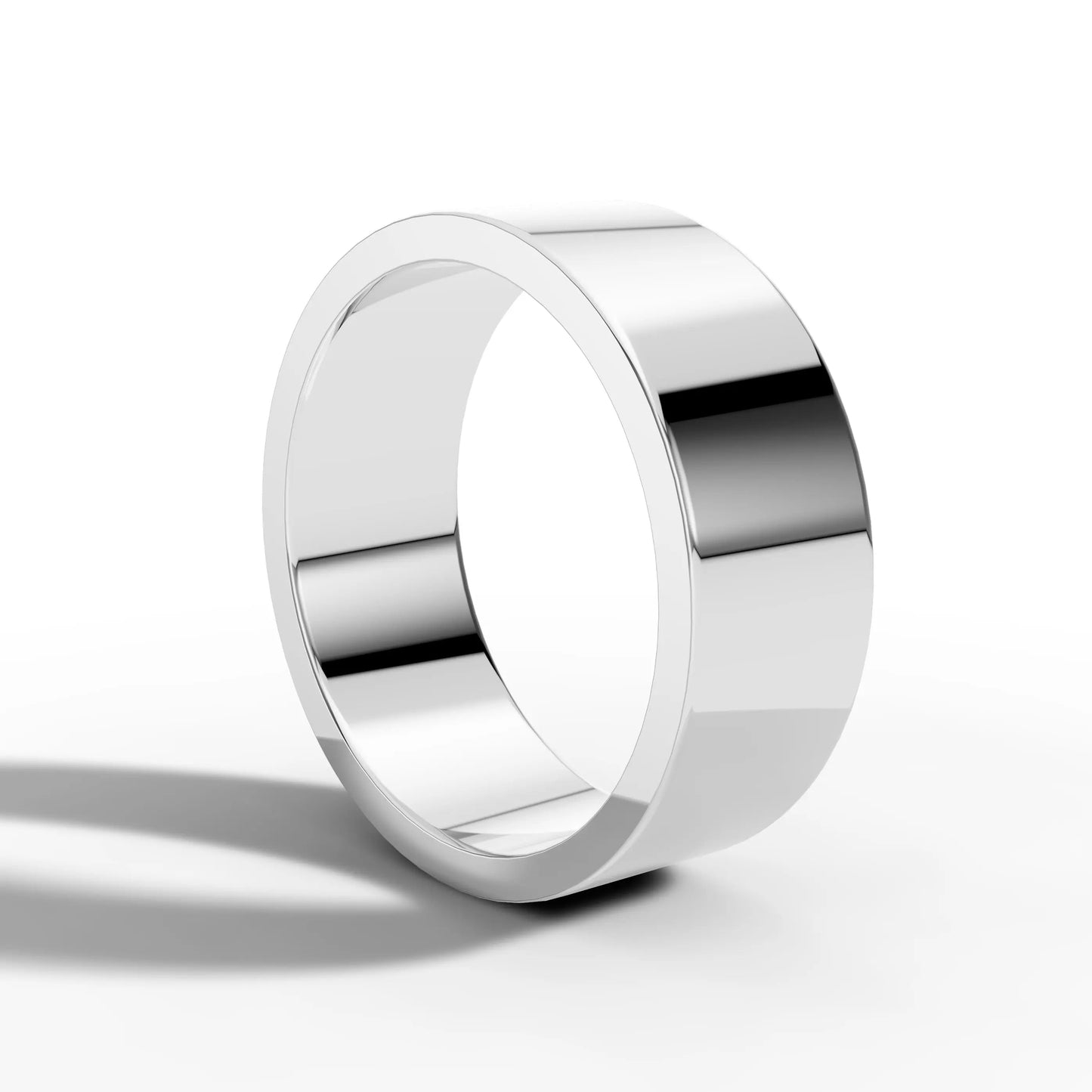 7.00mm Flat Round Wedding Band | 18K White Gold - Lester & Brown