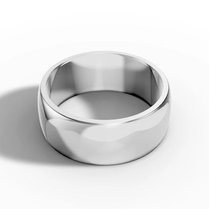 8.00mm D Shape Wedding Band | 18K White Gold - Lester & Brown