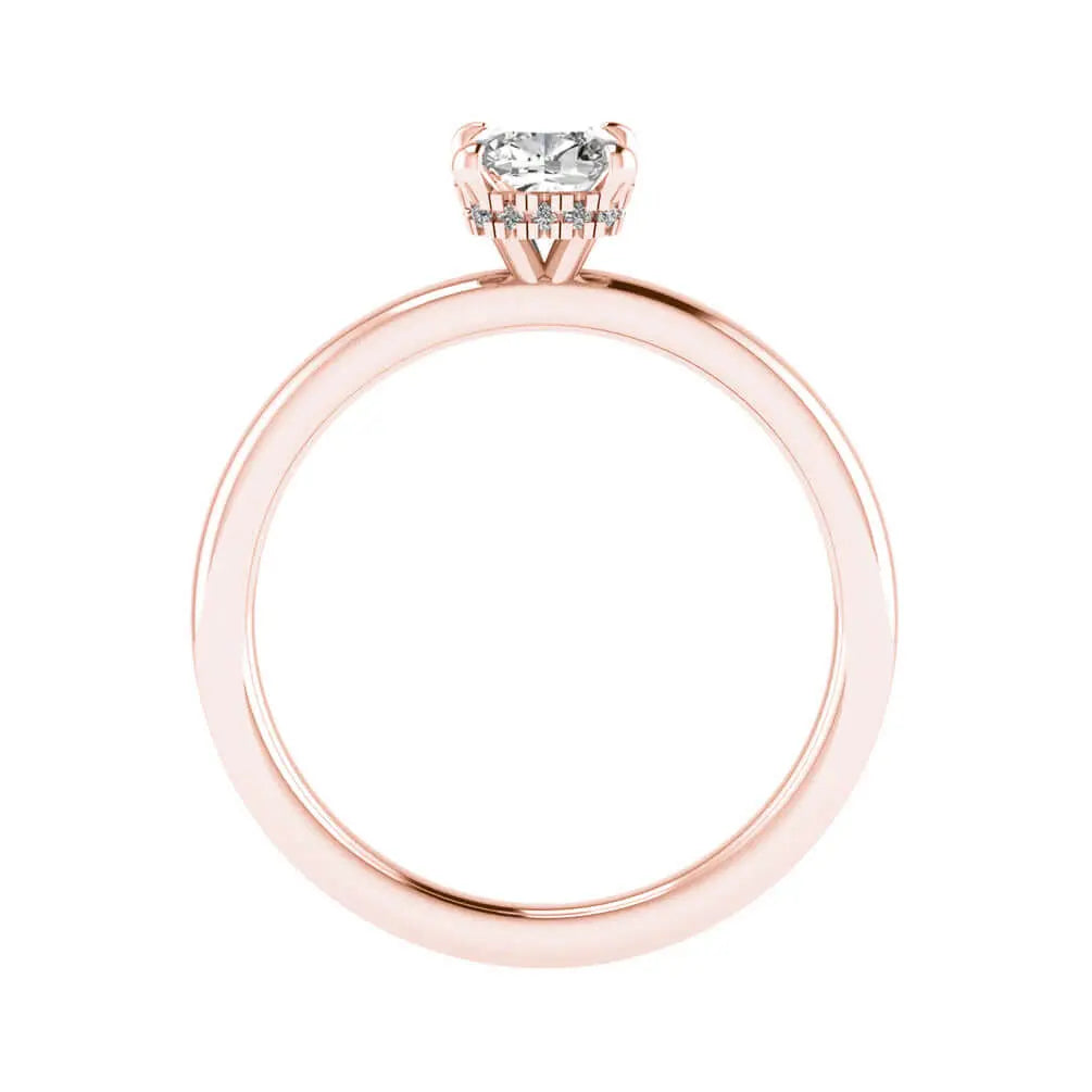  cushion rose gold hidden halo solitaire lab grown diamond engagement ring