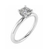 frontal image of luxury cushion platinum hidden halo solitaire lab grown diamond engagement ring