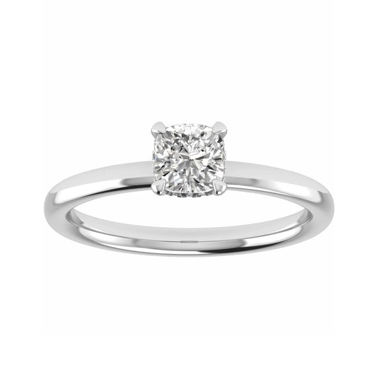 luxury cushion platinum hidden halo solitaire lab grown diamond engagement ring